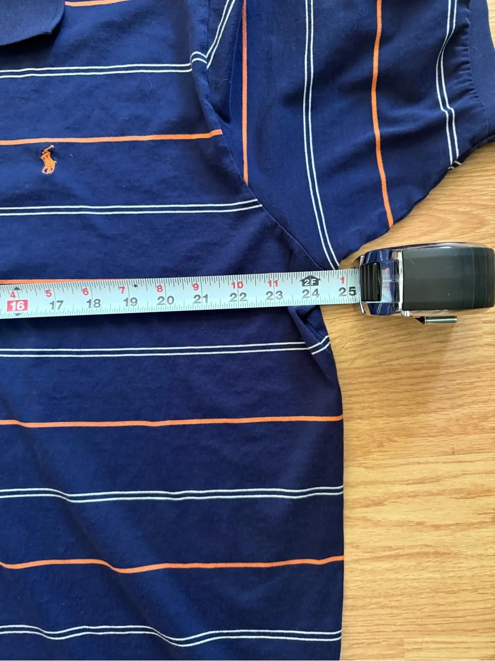 Polo Golf Ralph Lauren Striped Polo Shirt Mens XL Navy Orange White Pima Cotton